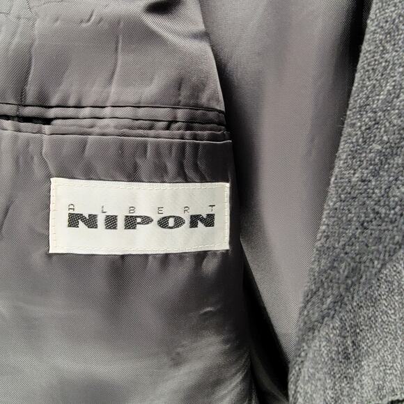 Mens Nipon Gray Blazer Size 44R 100% Wool - Picture 3 of 7